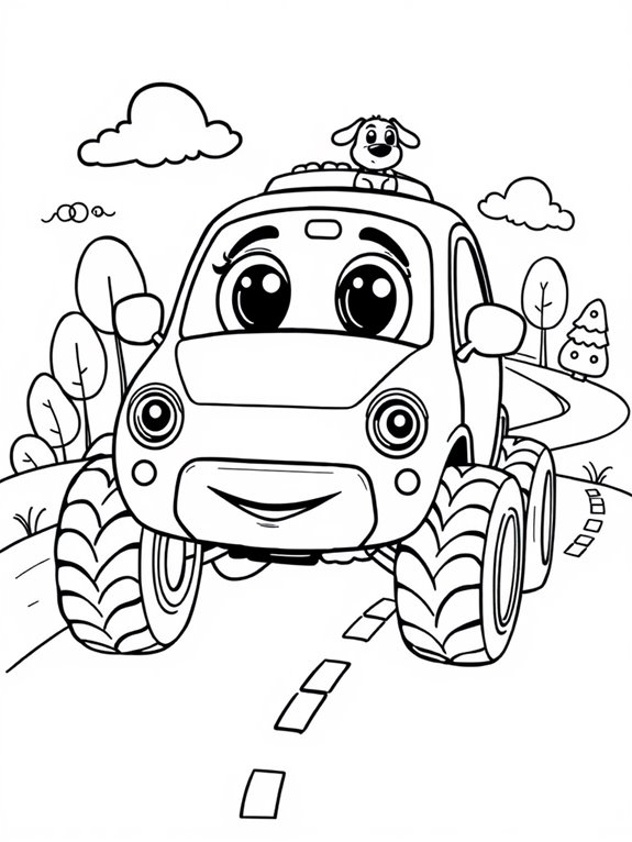 cute cartoon self driving car