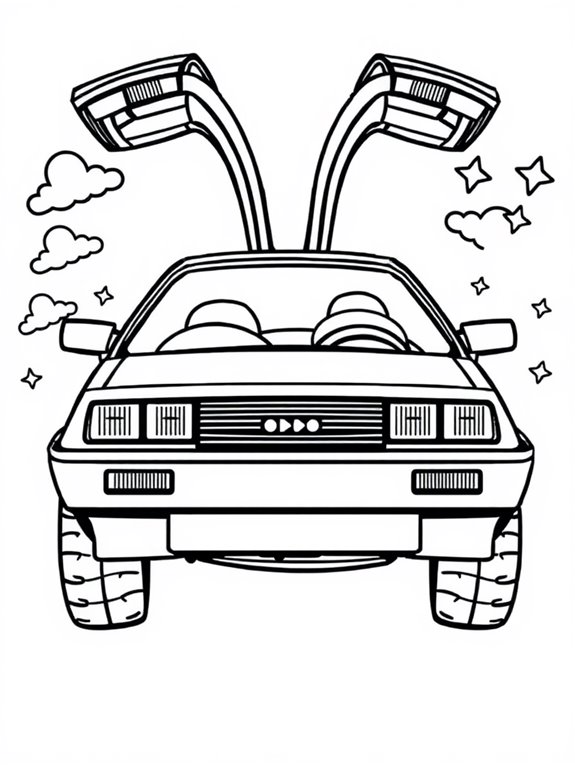 cute delorean coloring page