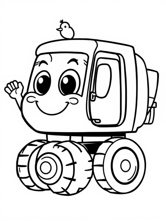 cute garbage truck illustration