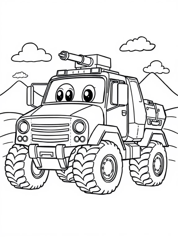 cute military vehicle coloring