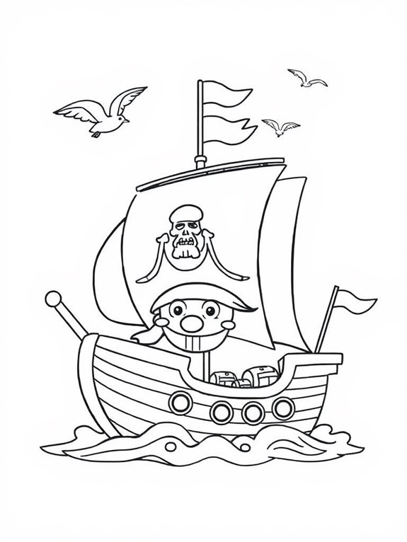 cute pirate ship illustration