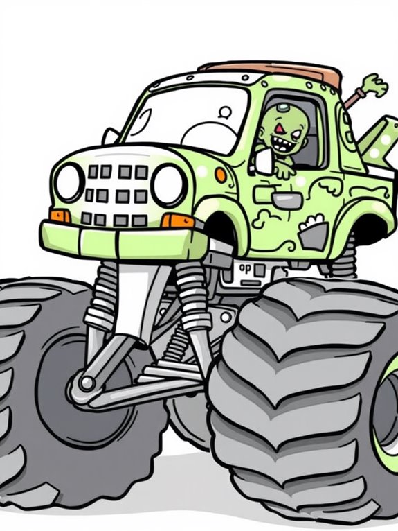 cute zombie truck illustration