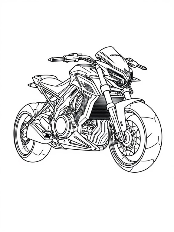 cyberpunk motorcycle coloring page