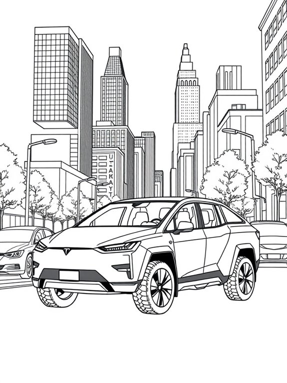 cybertruck city coloring page