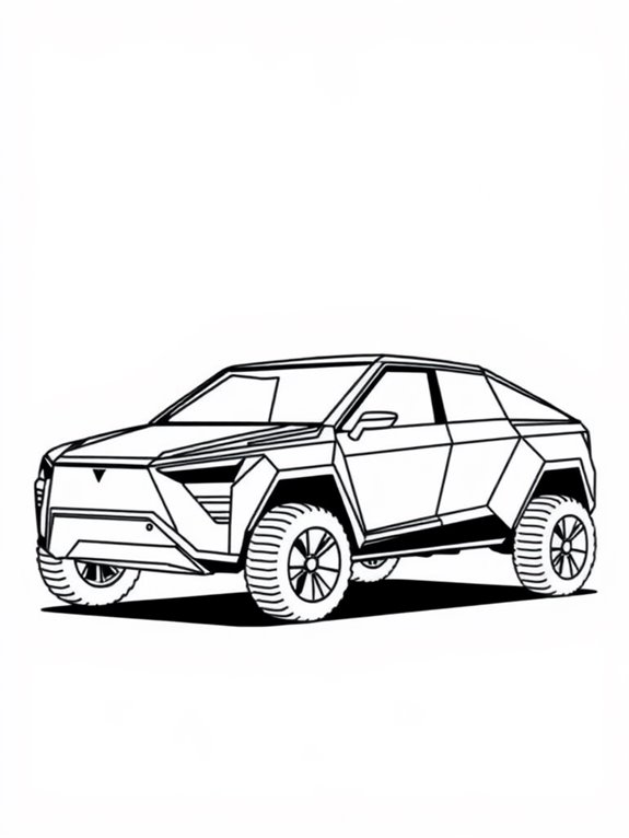 cybertruck outline coloring page