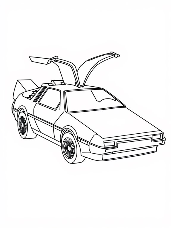 delorean car coloring page