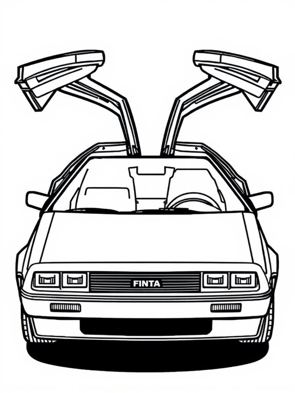 delorean car coloring page