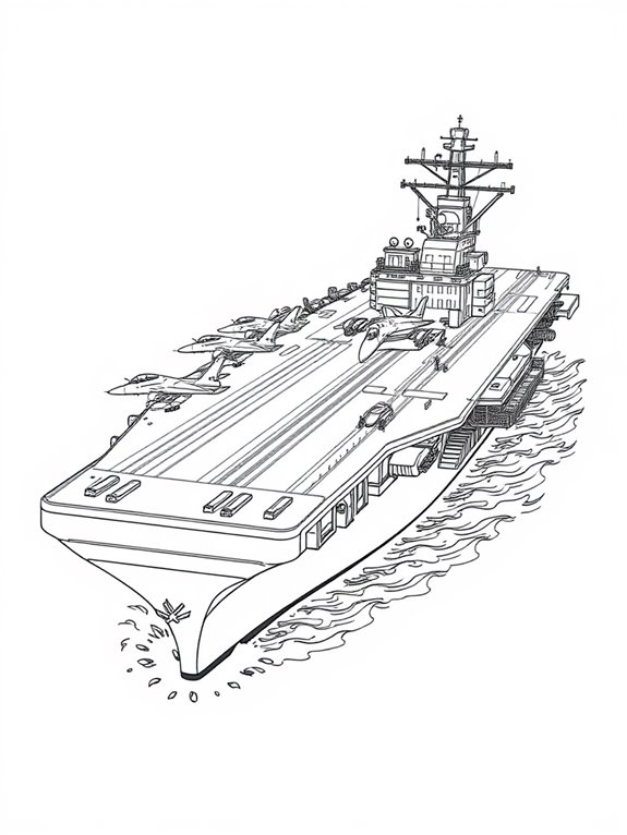 detailed aircraft carrier illustration