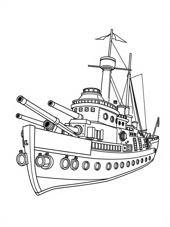 detailed battleship coloring page