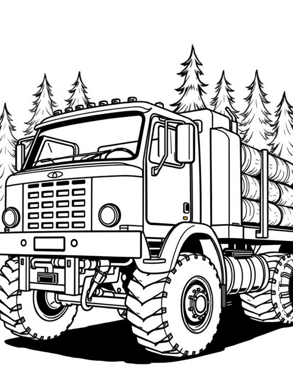 detailed logging truck illustration