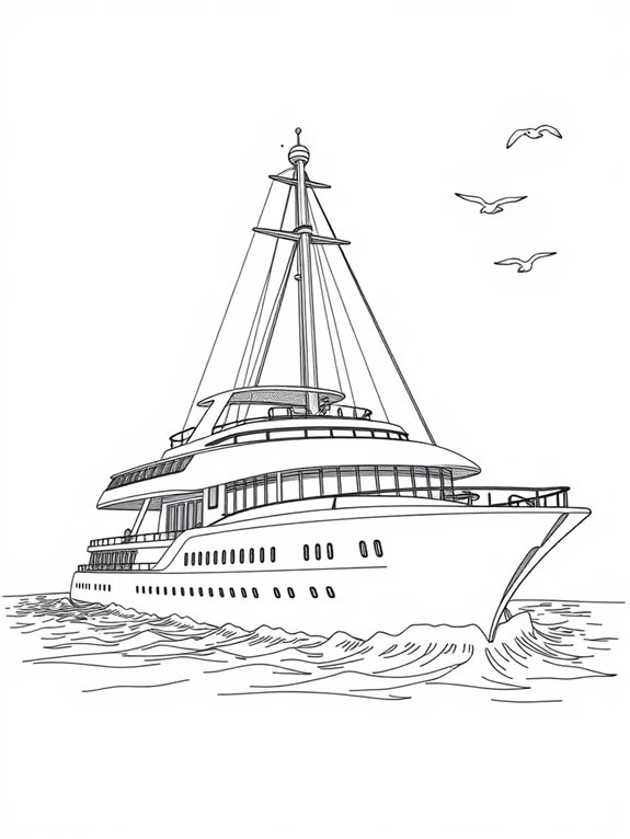 detailed yacht coloring page