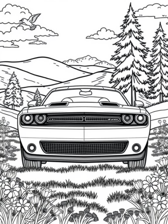 dodge challenger in nature