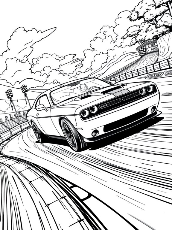 dodge challenger racing illustration