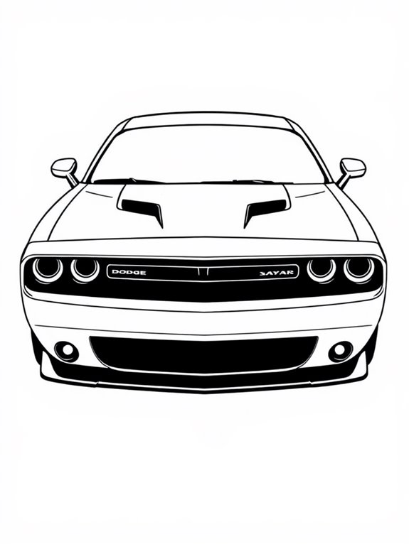 dodge challenger silhouette coloring page