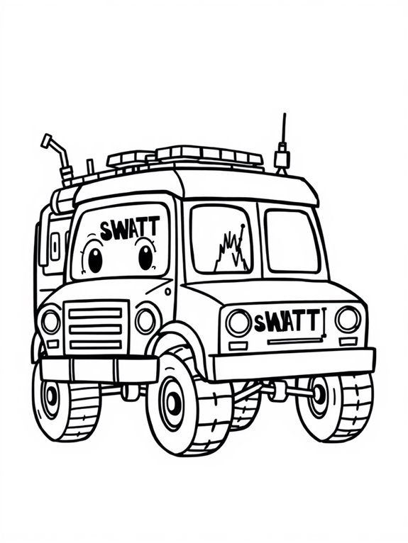 doodle style swat truck illustration