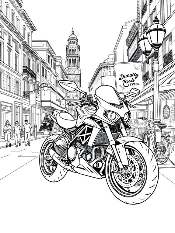 ducati motorcycle urban illustration