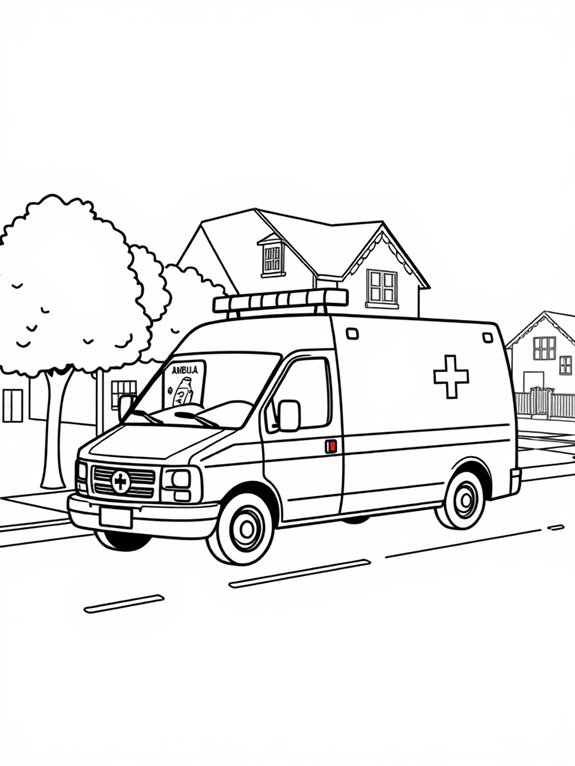 easy ambulance coloring page