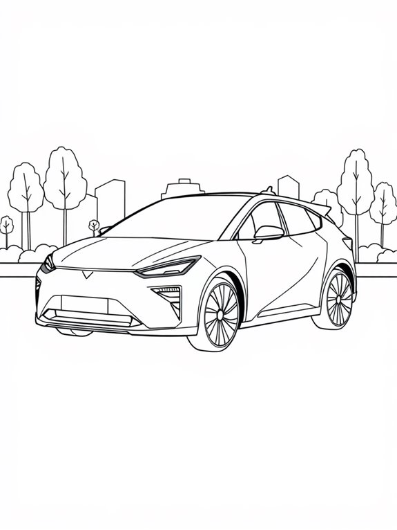 electric car coloring page