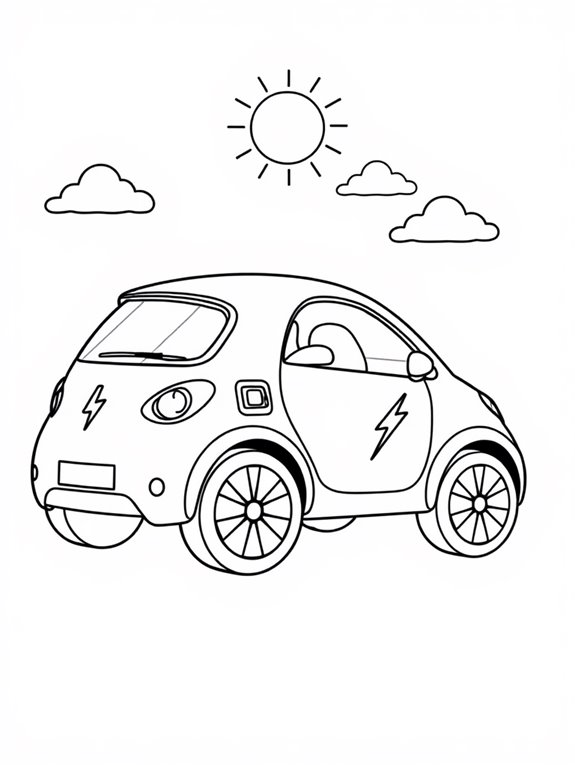 electric car coloring page