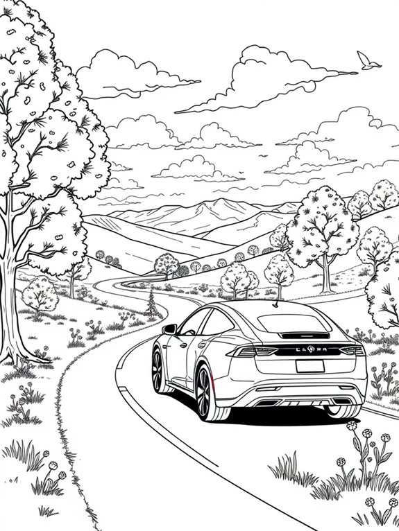 electric car nature illustration