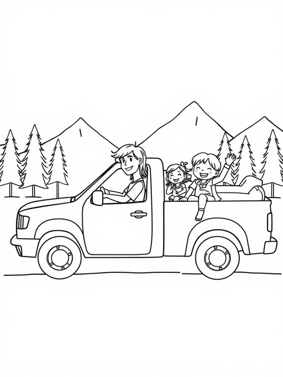 family adventure in truck