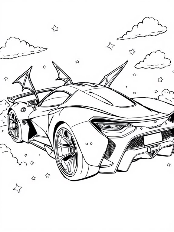 fantasy hypercar coloring page