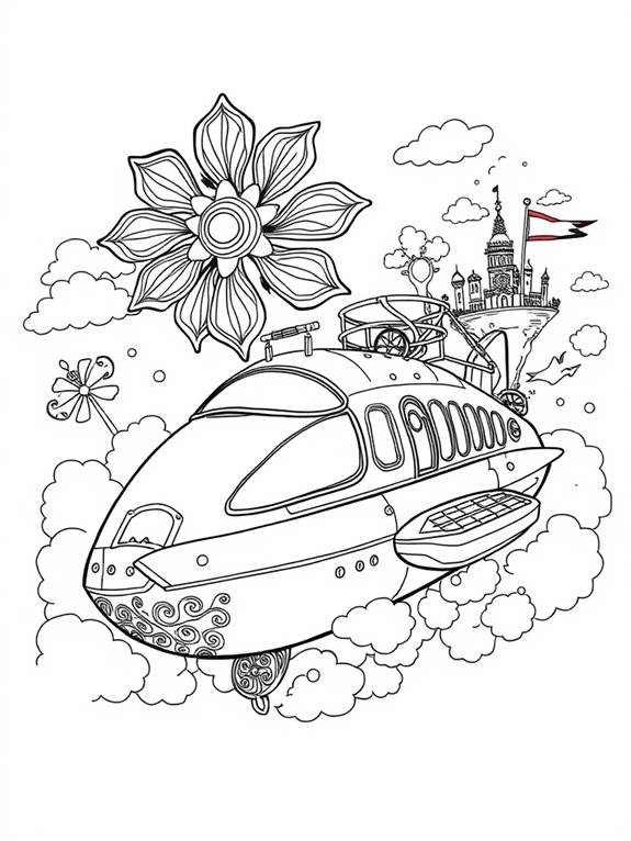 fantasy themed hovercraft illustration