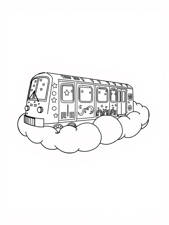 fantasy train on clouds