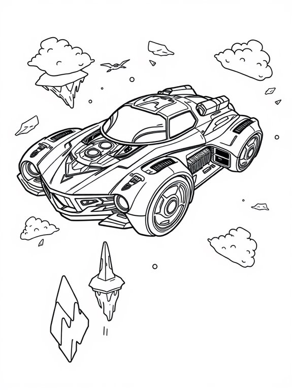 fantasy vehicle coloring page