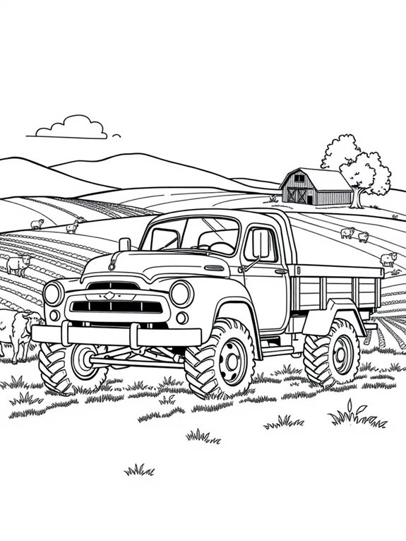 farm truck in fields