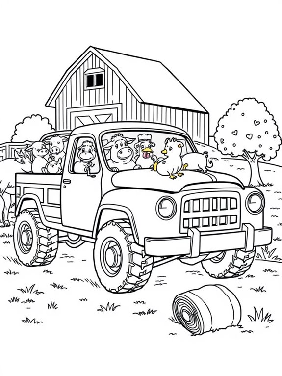 farm truck with animals