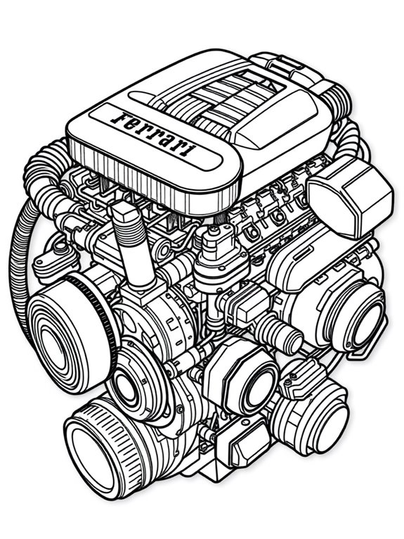 ferrari engine coloring page