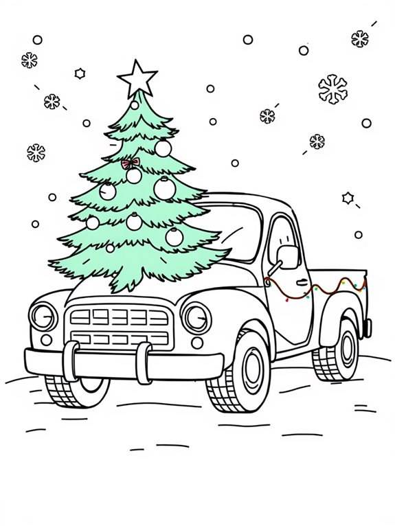 festive pickup truck coloring