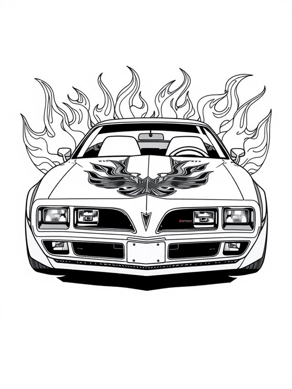 flaming pontiac firebird coloring page