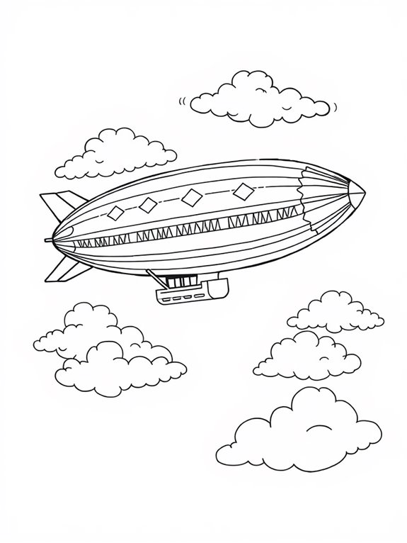 fluffy clouds zeppelin illustration