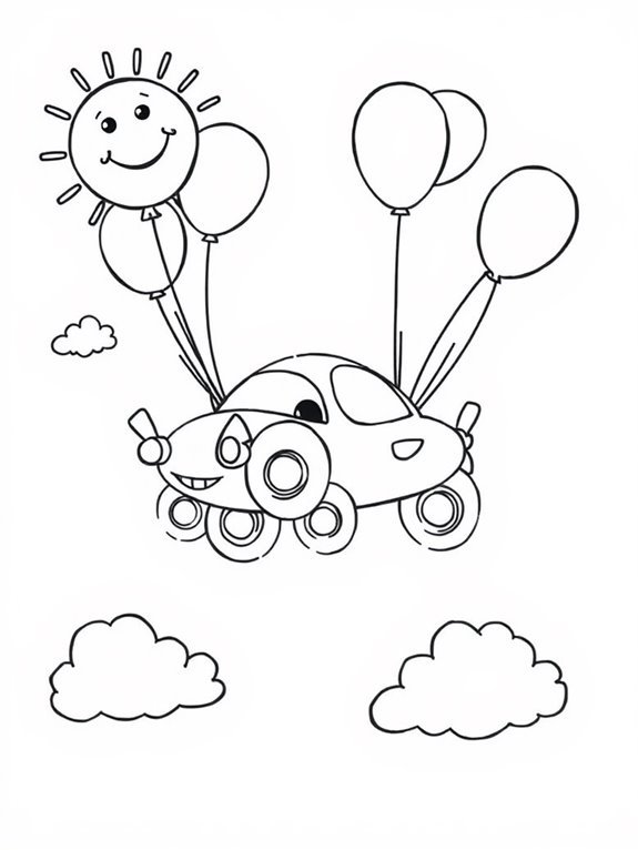 flying car with balloons