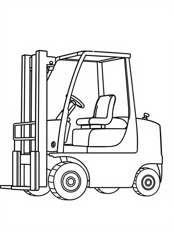 forklift coloring page outline