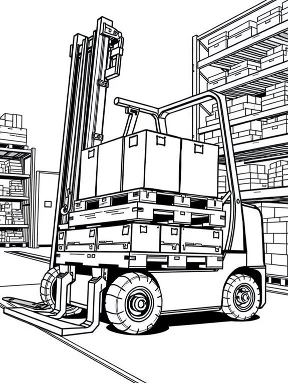 forklift line art coloring