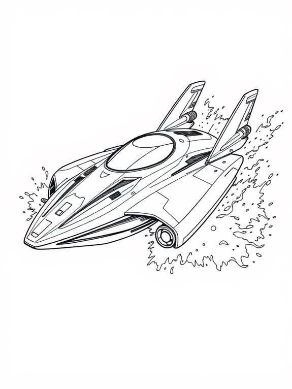 futuristic hydroplane coloring page