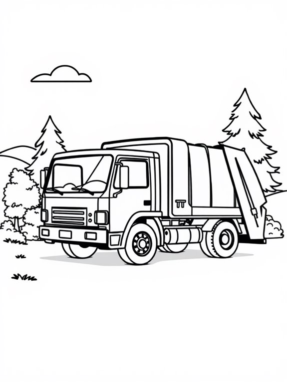 garbage truck in nature