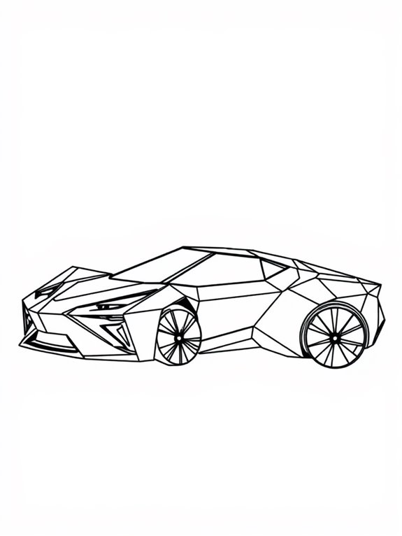 geometric car coloring page