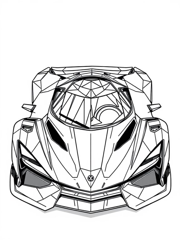 geometric hypercar coloring page