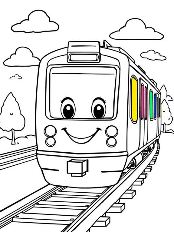 happy colorful subway train