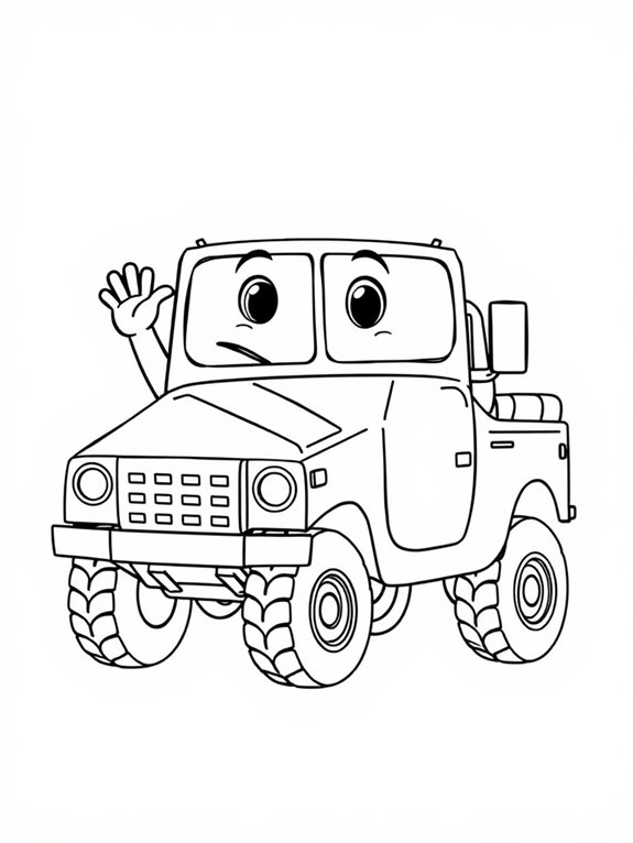 happy humvee coloring page