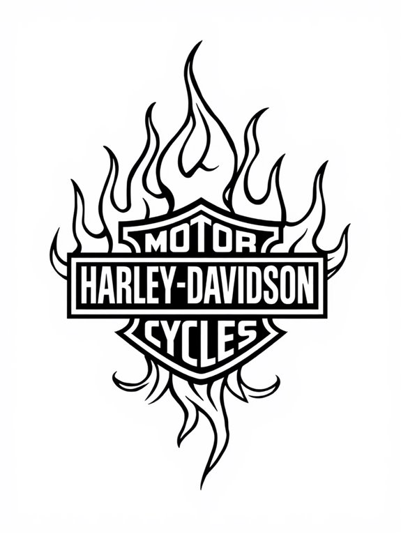 harley davidson flames coloring page