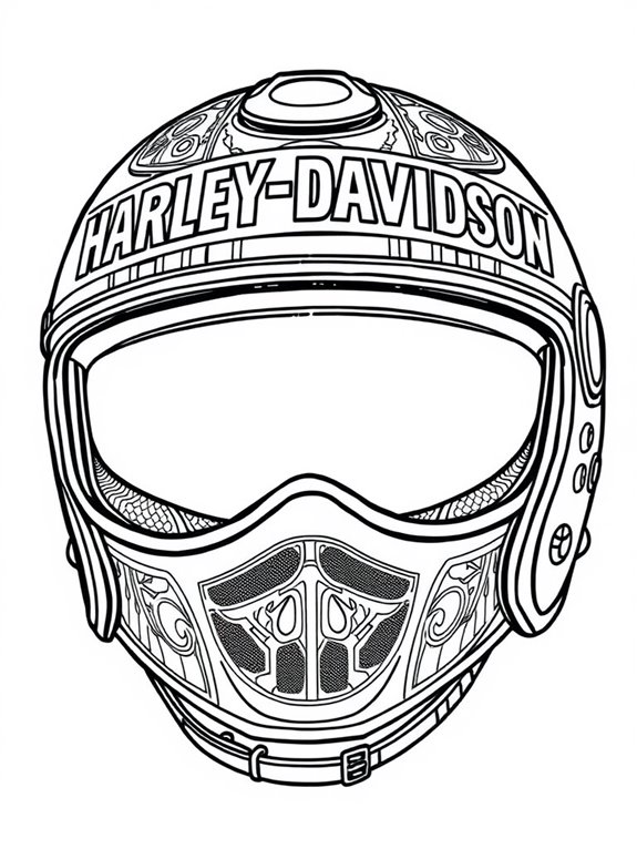 harley davidson helmet coloring page