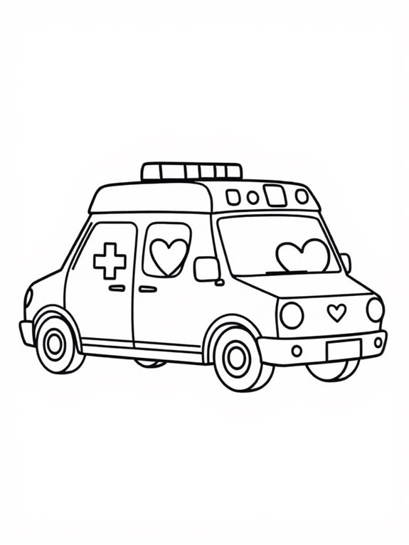 heart themed ambulance illustration