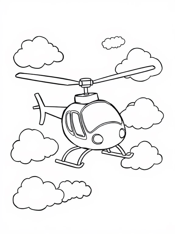 helicopter flying through clouds