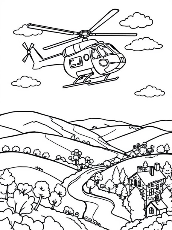 helicopter in scenic landscape