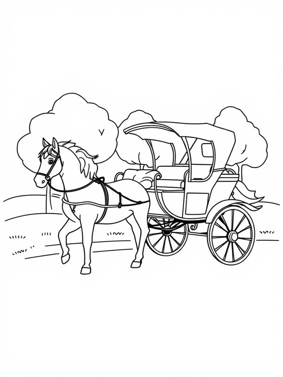 horse carriage coloring page